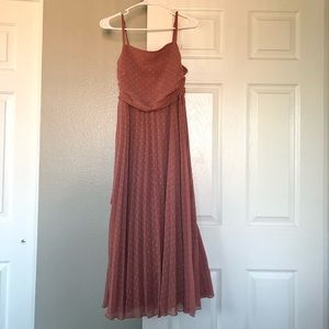 Pink Dotted Midi Dress